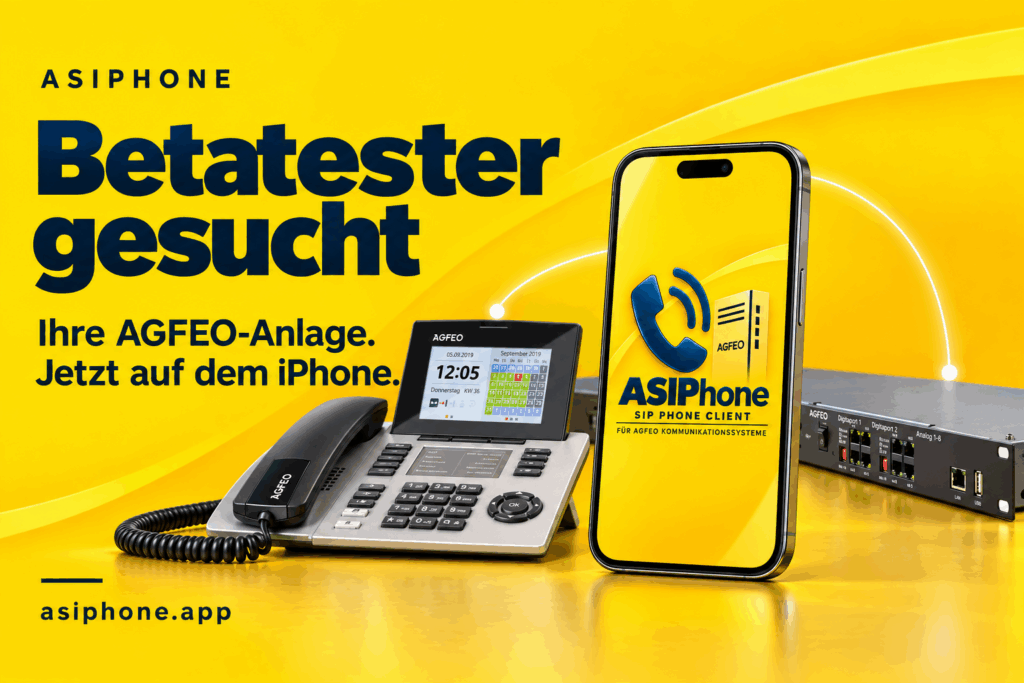 ASIPhone: Betatester gesucht – iPhone mit ASIPhone-App, AGFEO-Systemtelefon und AGFEO-Rackanlage